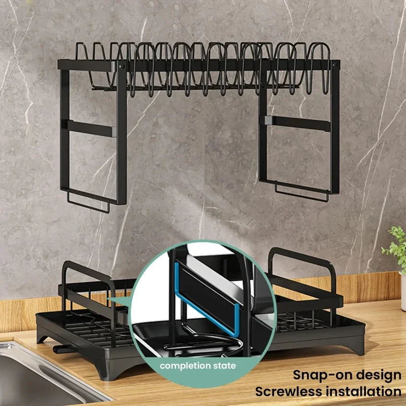 Space Saving Double Tier Dish Drying Rack Rust