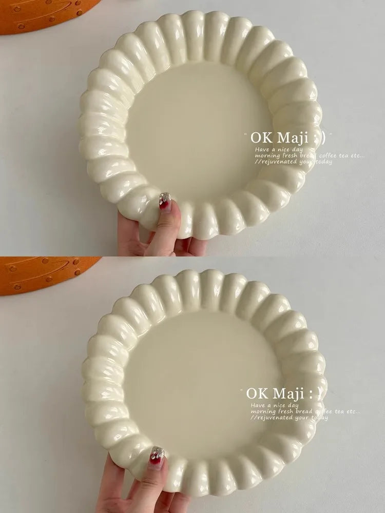 High-Looking Ceramic Plate Western-Style Dinner Plate Round Plate