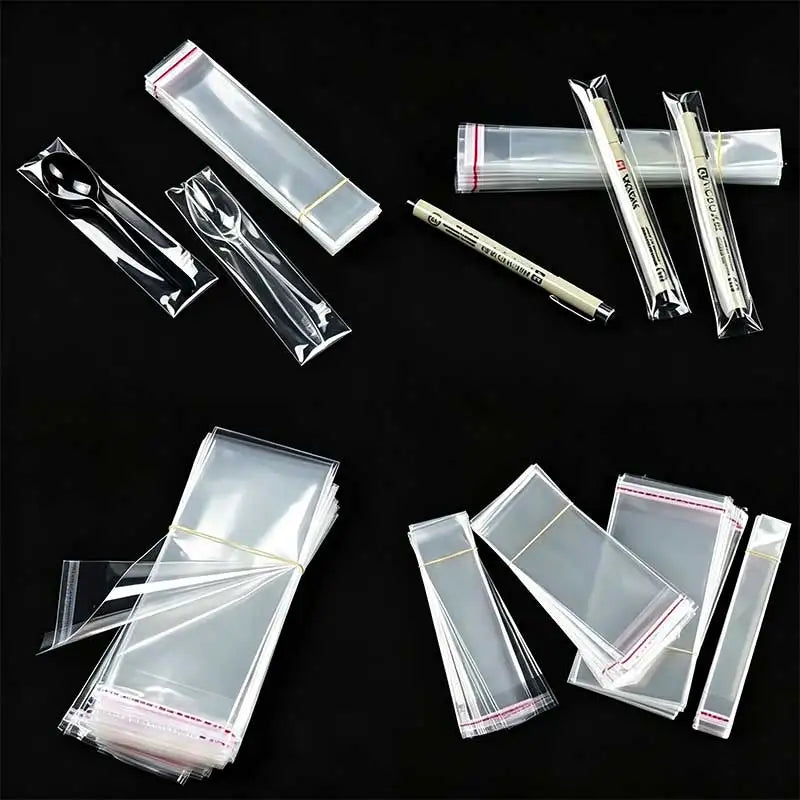 100-500pcs Clear Opp Self Adhesive Bags Transparent Plastic