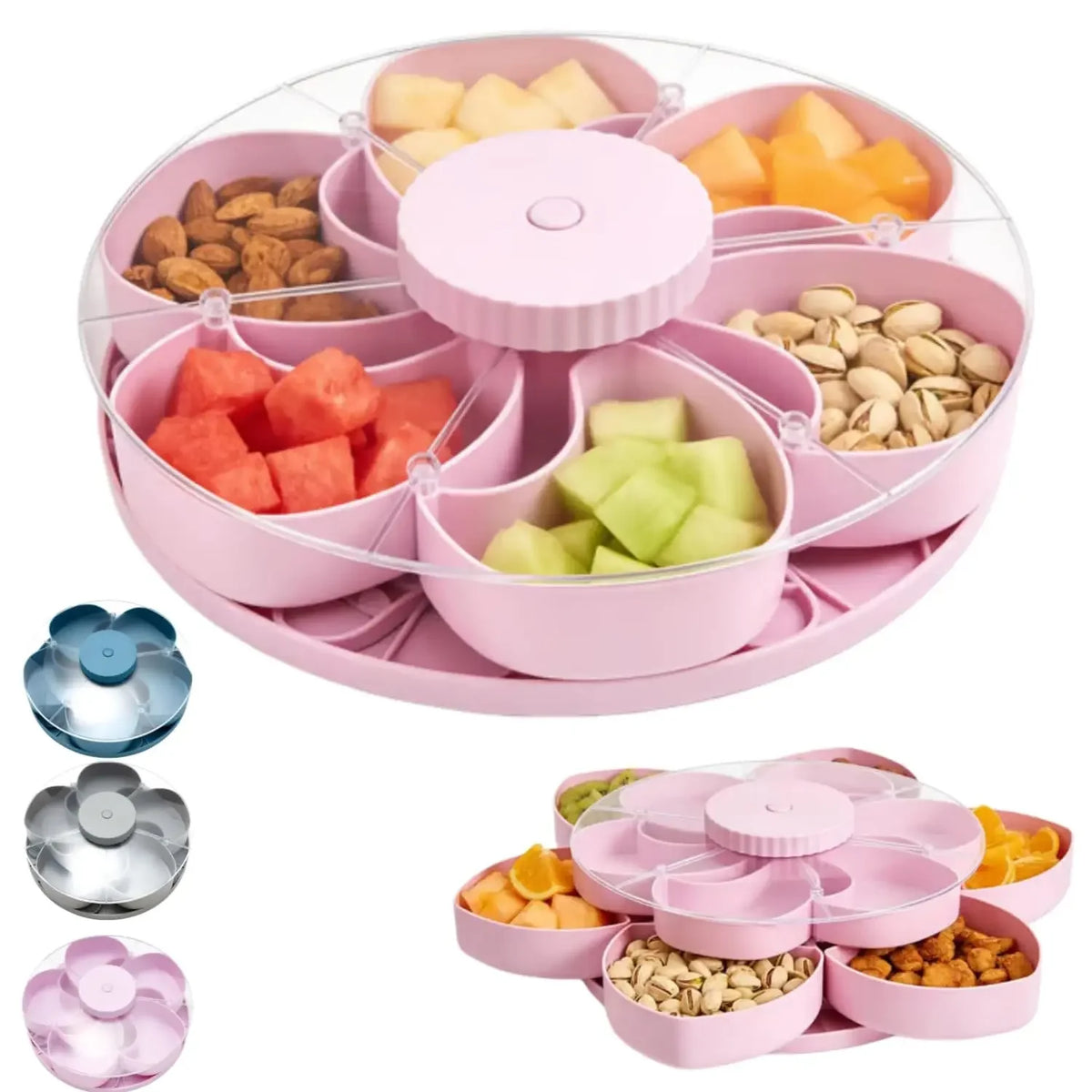 Rotating Snack Tray Lid Multi Gridsnack Box Candy