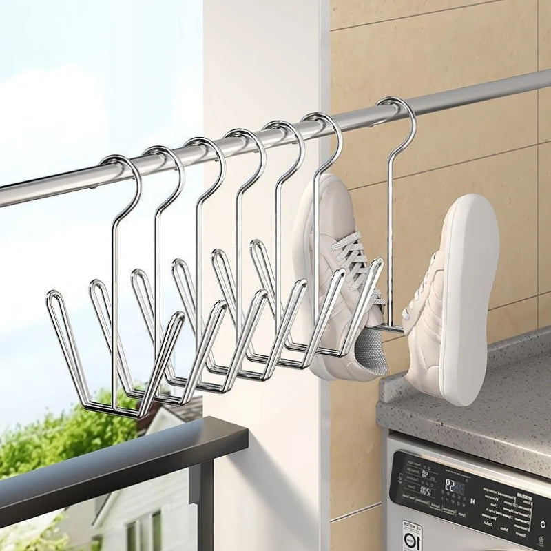 4pcs Stainless Steel U-Shaped Shoe Rack Windproof No-Drill