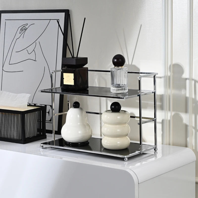 1pc Double-Layer Desktop Storage Rack Acrylic Organizer Cup