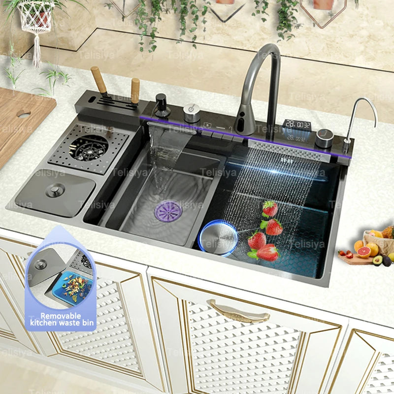 Stainless Steel Sink Trash Can Embossed Wash Basin