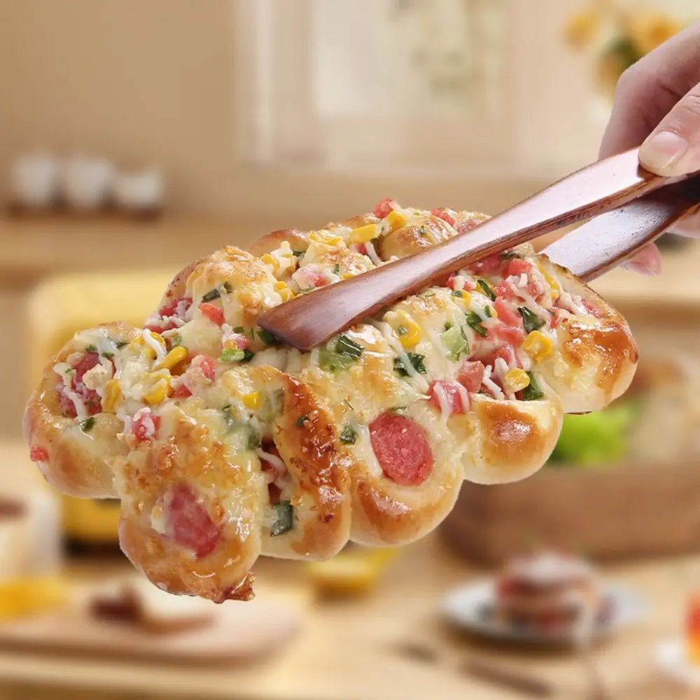 Utensil Wooden Tongs Anti-Slip Handle Salad Bacon Steak