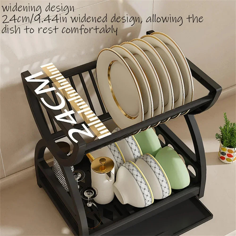 Stainless Steel Tier Dish Drying Rack Organizer Bowl