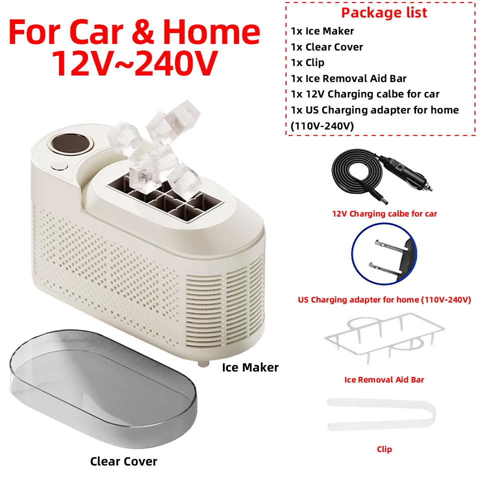 12v/220v Car Ice Maker Desktop Mini Ice Cubes