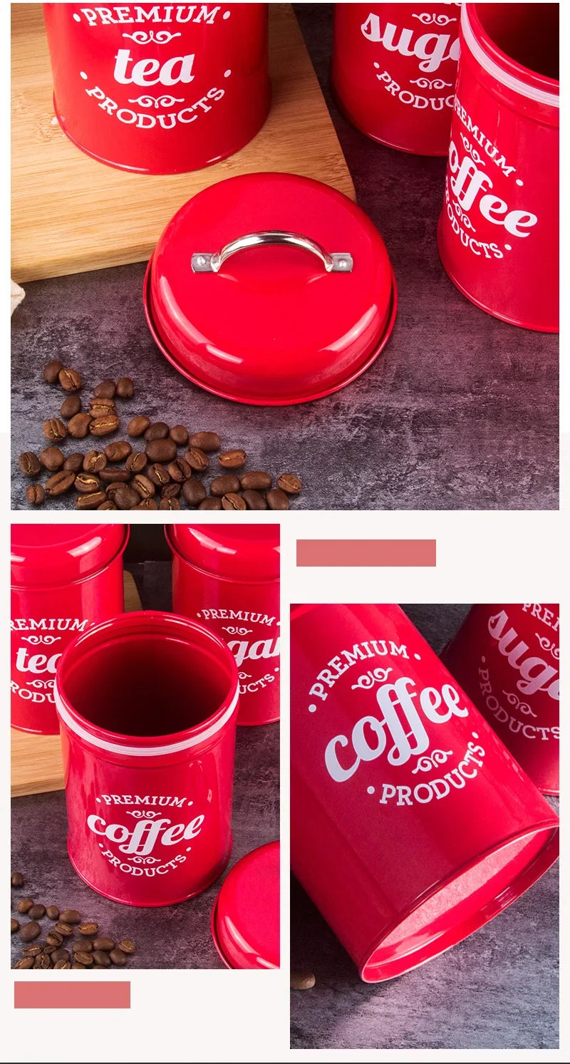Canisters Coffee Tea Sugar Flour Metal Tin Jars