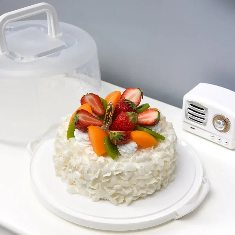 Plastic Round Cake Box Carrier Handle Pastry Storage