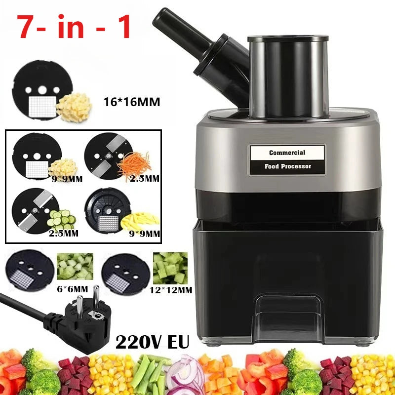 Commercial Double Spout Vegetable Cutter In Dicing Shredding