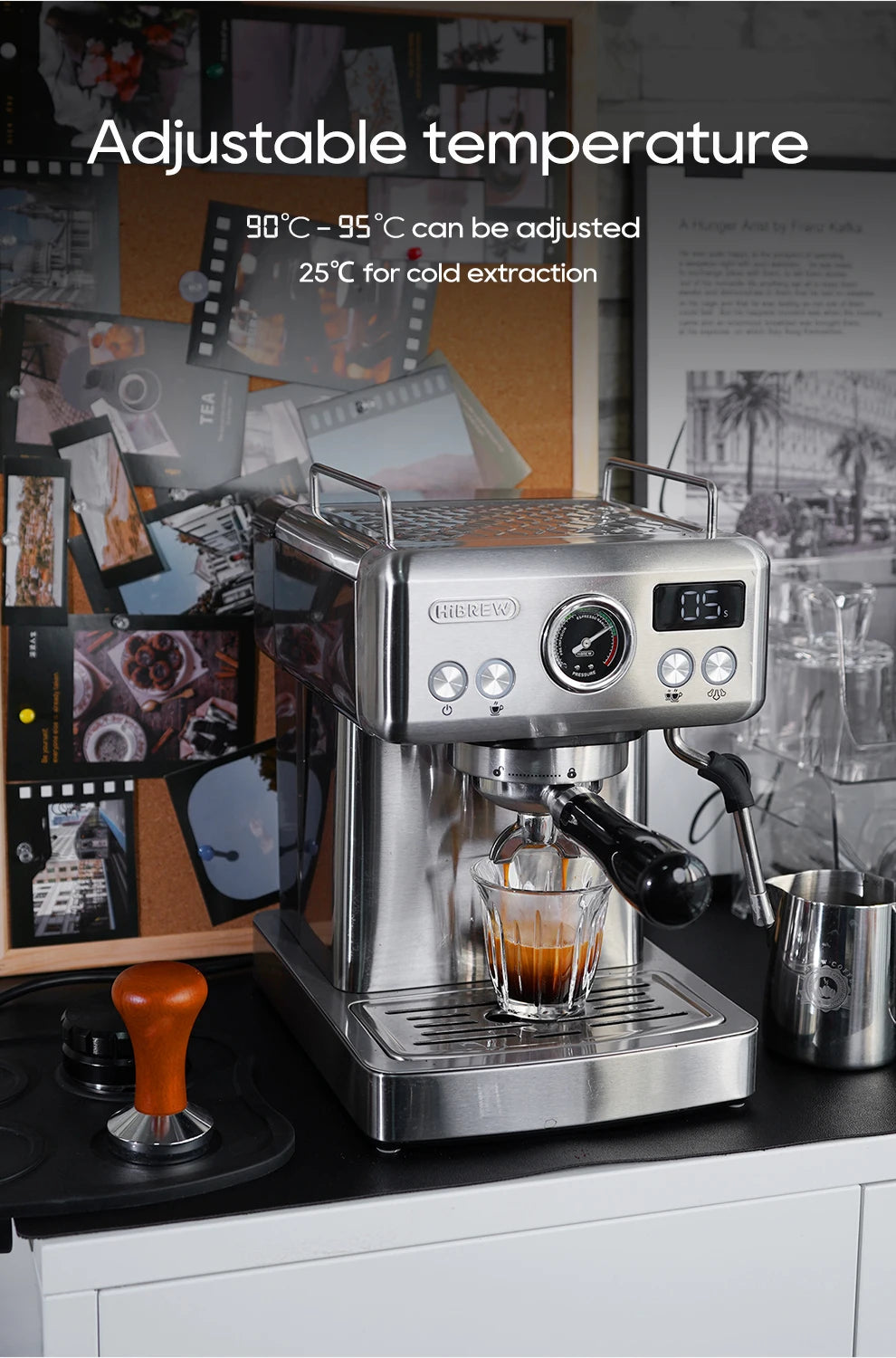 Hibrew H10a Black Espresso Machine Temperature Volume Pre