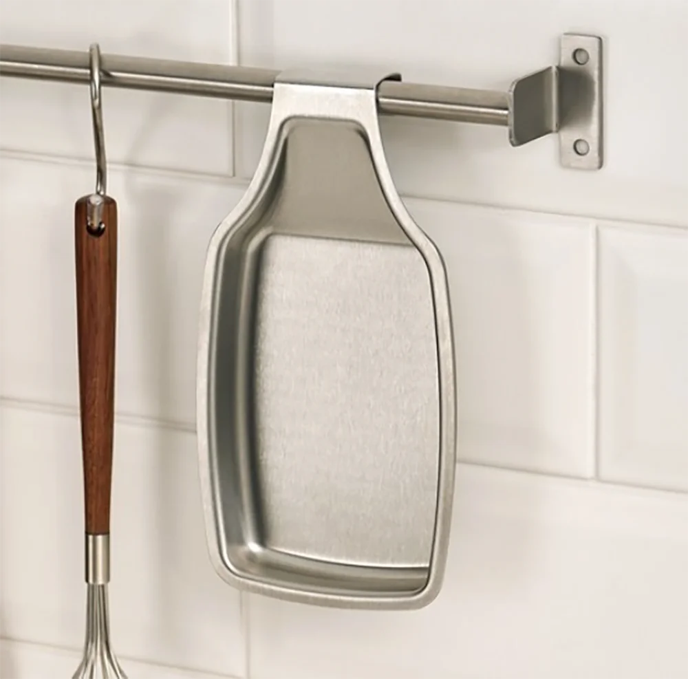 1pc Stainless Steel Spoon Rest Utensil Holder Tray