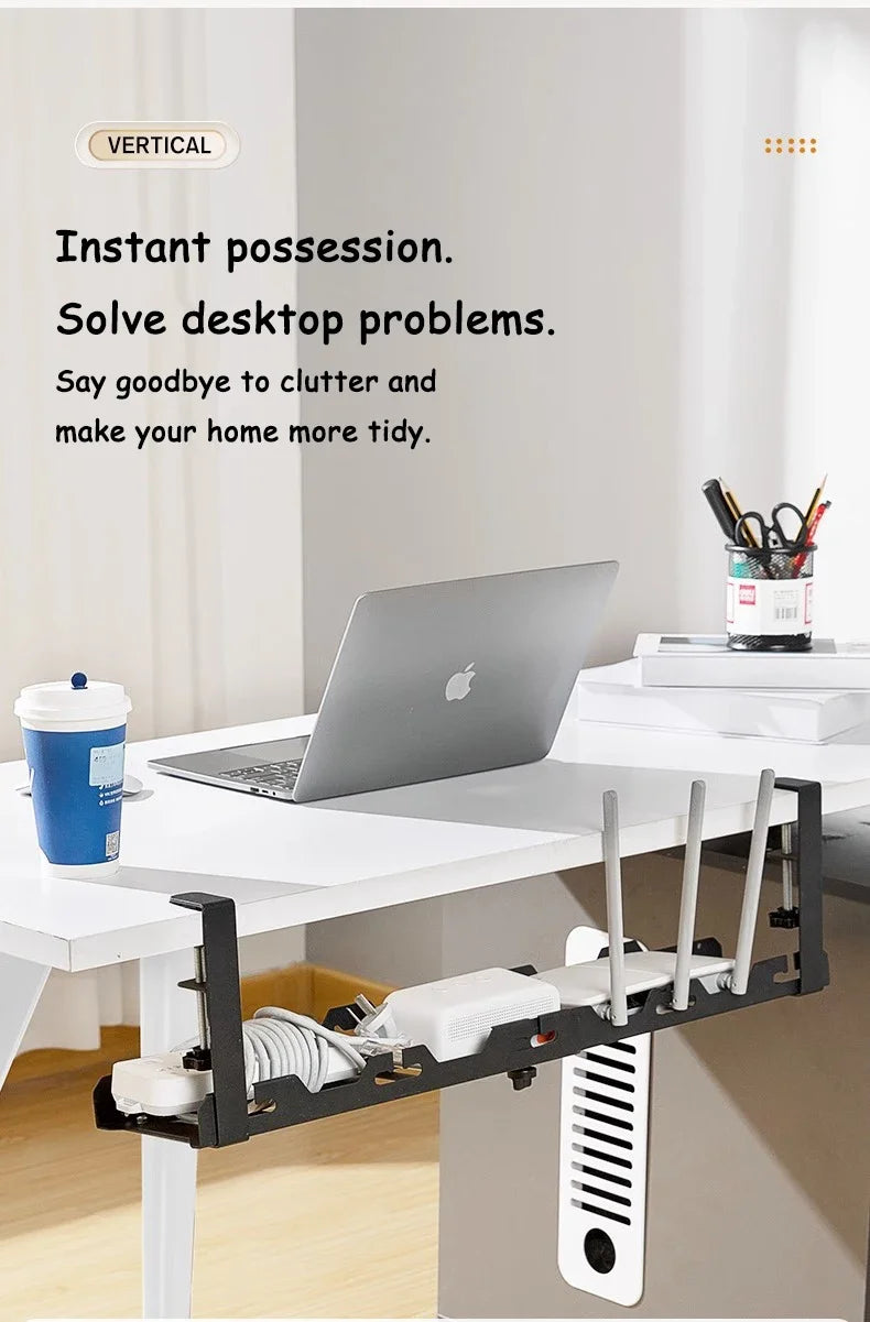 Telescopic Under Table Storage Rack Metal Cable Management