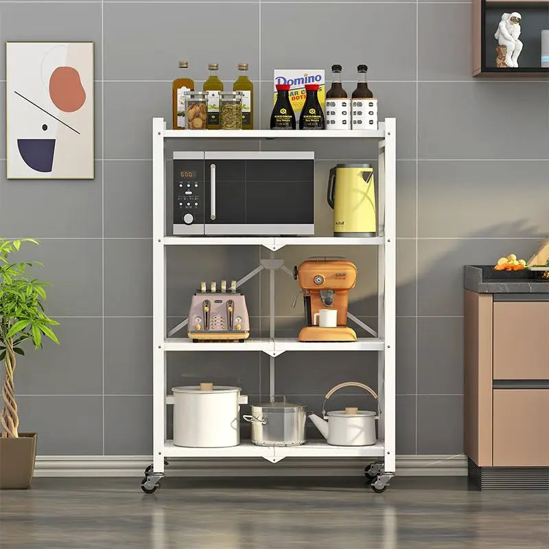Foldable Large Iron Frame Storage Living Room Rack