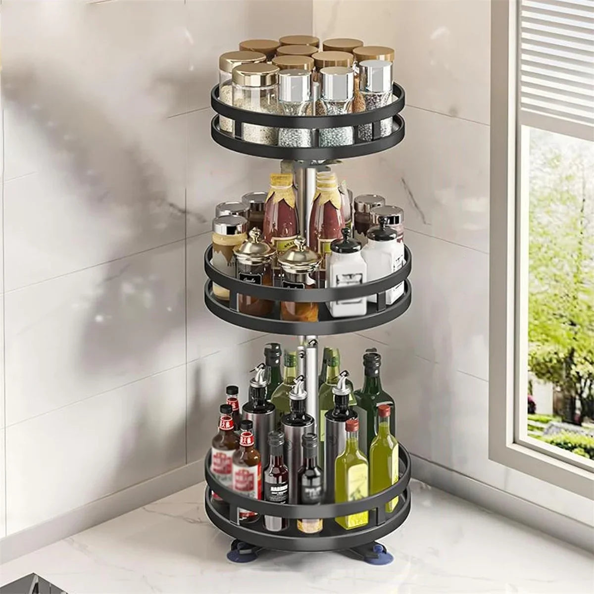 Rotatable Organizer Turntable 360 Swivel Spice Rack Tidy