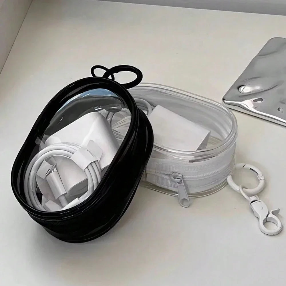 Mini Transparent Storage Bag Zipper Headphone Charger Case