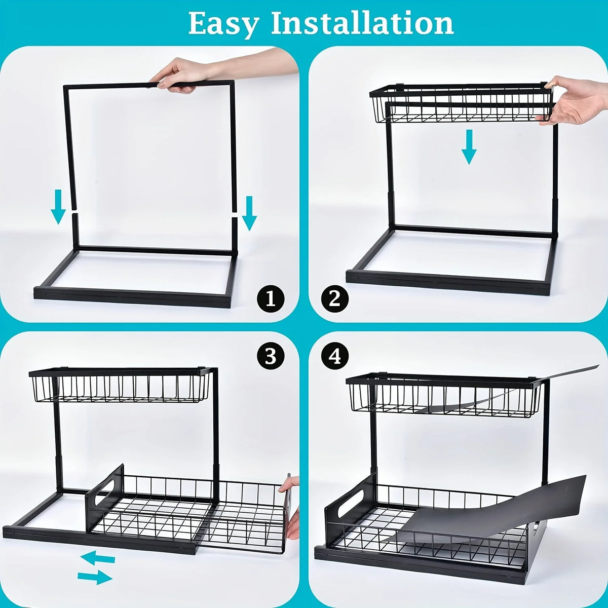 Under Sink Organizer Pull Out Cabinet Organizer Tier