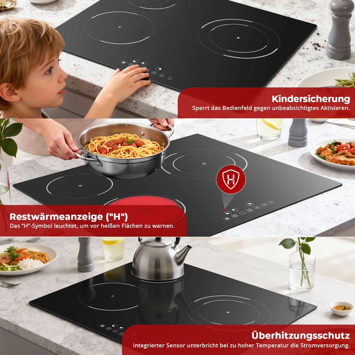 6000w Built-In Ceramic Hob Zone Induction Cooktop Touch