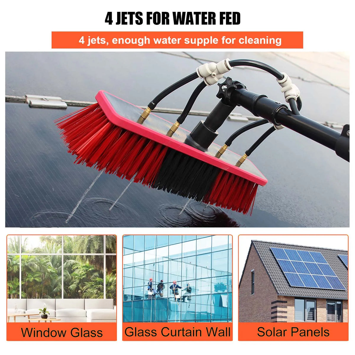 Water Fed Telescopic Pole Telesbrush Window Solar Photovoltaic