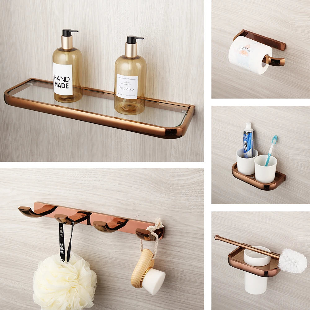 Monite Luxury Rose Golden Bathroom Solid Brass Toilet
