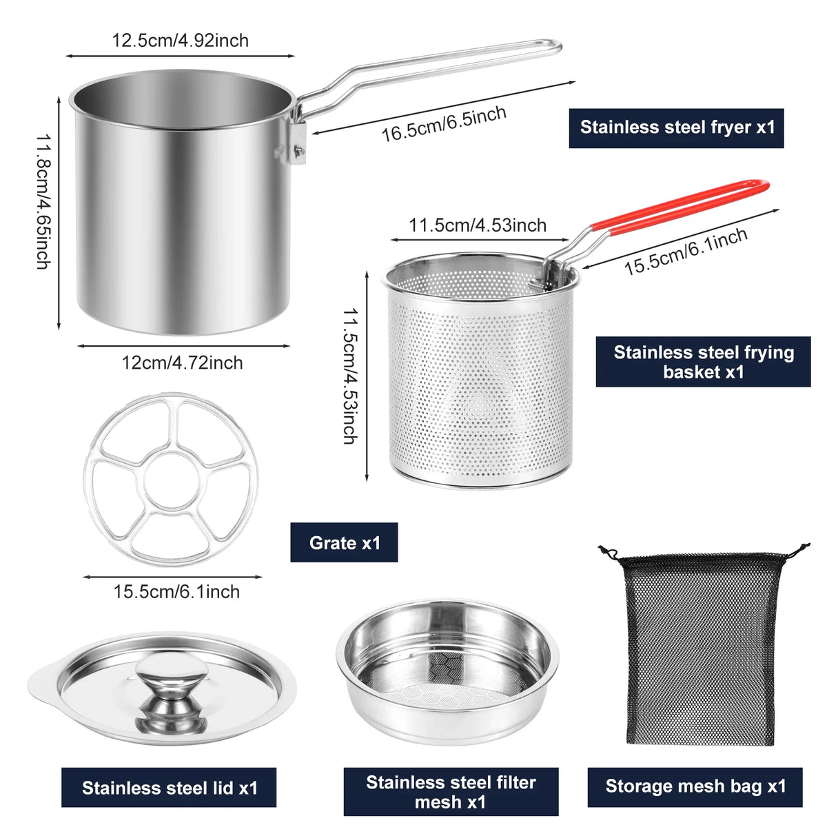 Stainless Steel Deep Fryer Frying Basket Oil Fryer