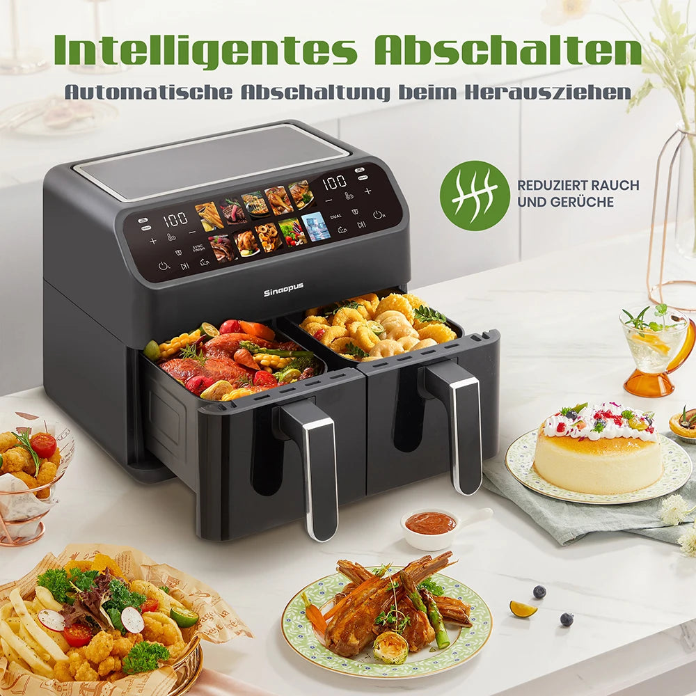 Air Fryers 9l Dual Basket Oven Oilless Cooker