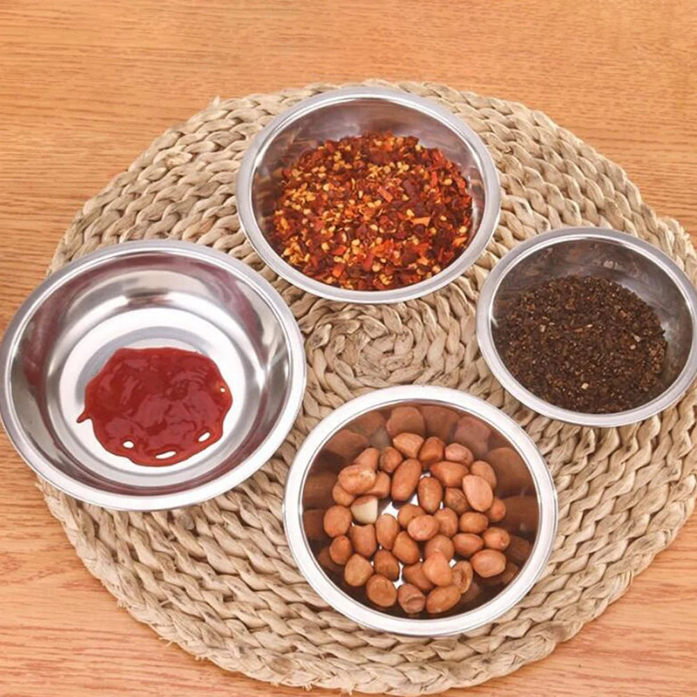 10pcs Dish Sauce Dipping Plate Bowls Stainless Steel