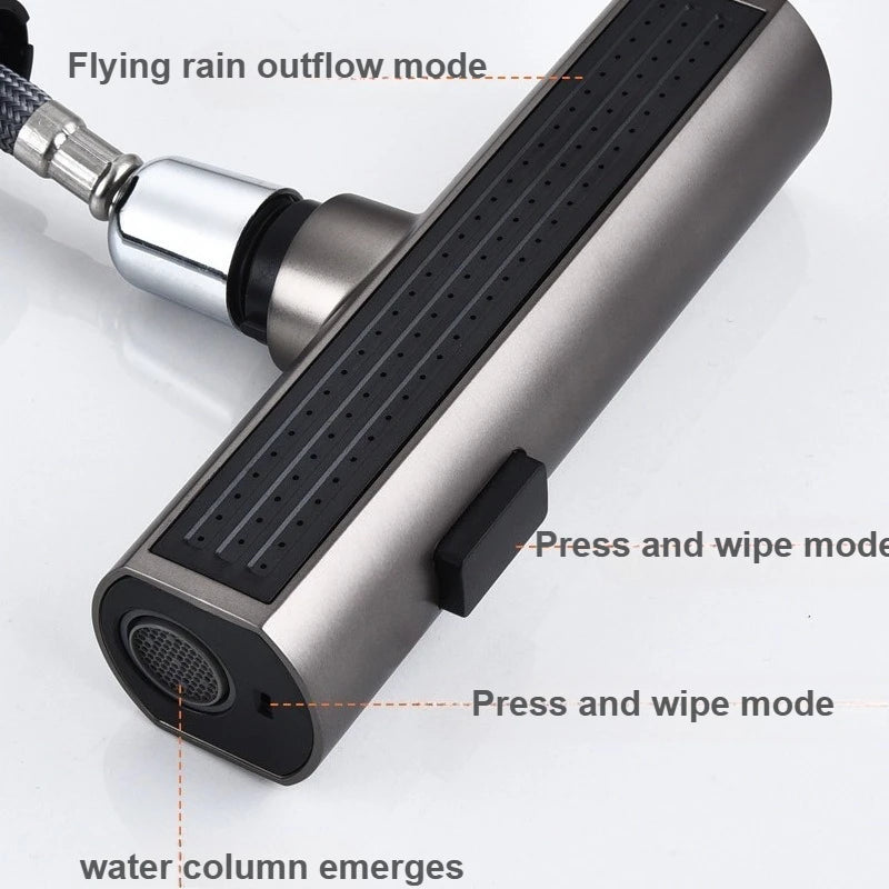Gun Metal Gray Pull Out Faucet Ledtemperature Display