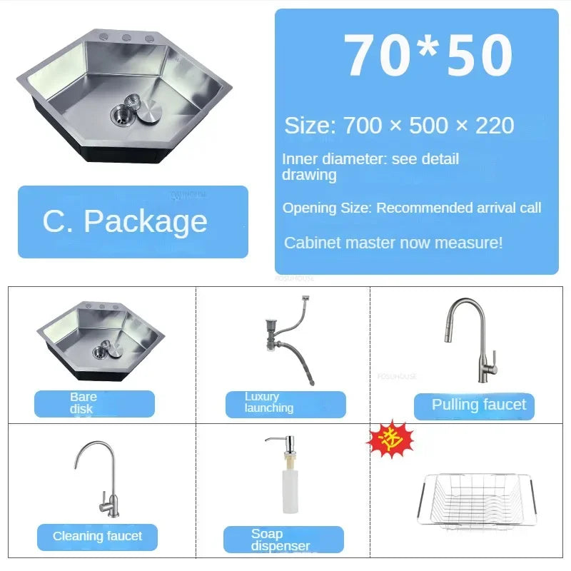 Diamond Shaped Sinks Stainless Steel Creative Corner Dish