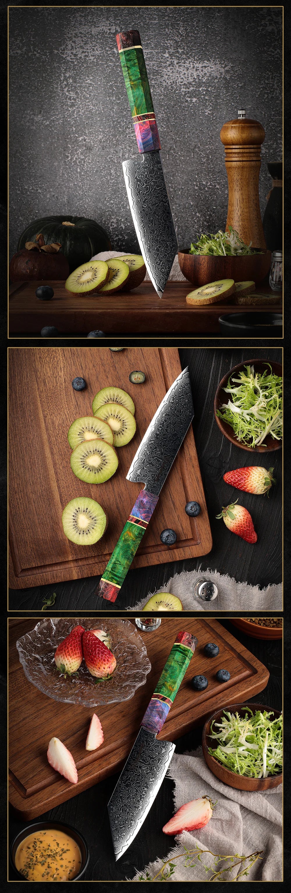 Grandsharp Damascus Knife Inch Kiritsuke Chef Japanese Knife