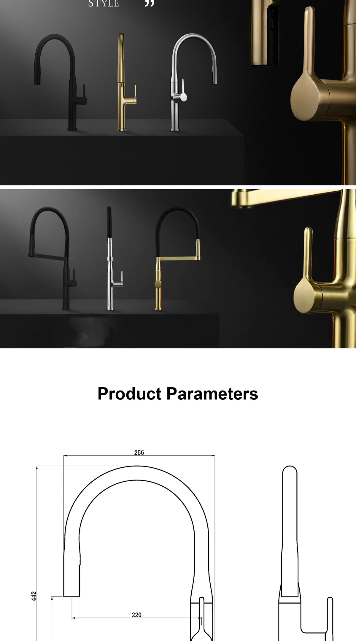 Luxury Brushed Gold Brass Pull Out Faucet Ceramic