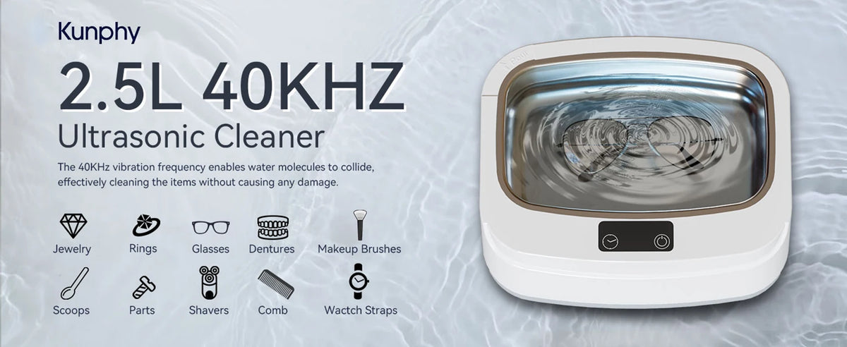 Kunphy Ultrasonic Machine 40khz Jewelry Cleaner Ultrasonic Bath
