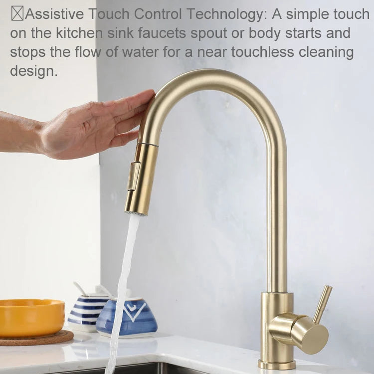Brushed Gold Touch Faucets 304 Stainless Steel Cold