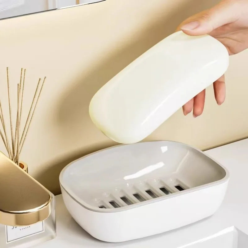 1pc Soap Dish Double-Layer Drainage Automatic Drain Easy
