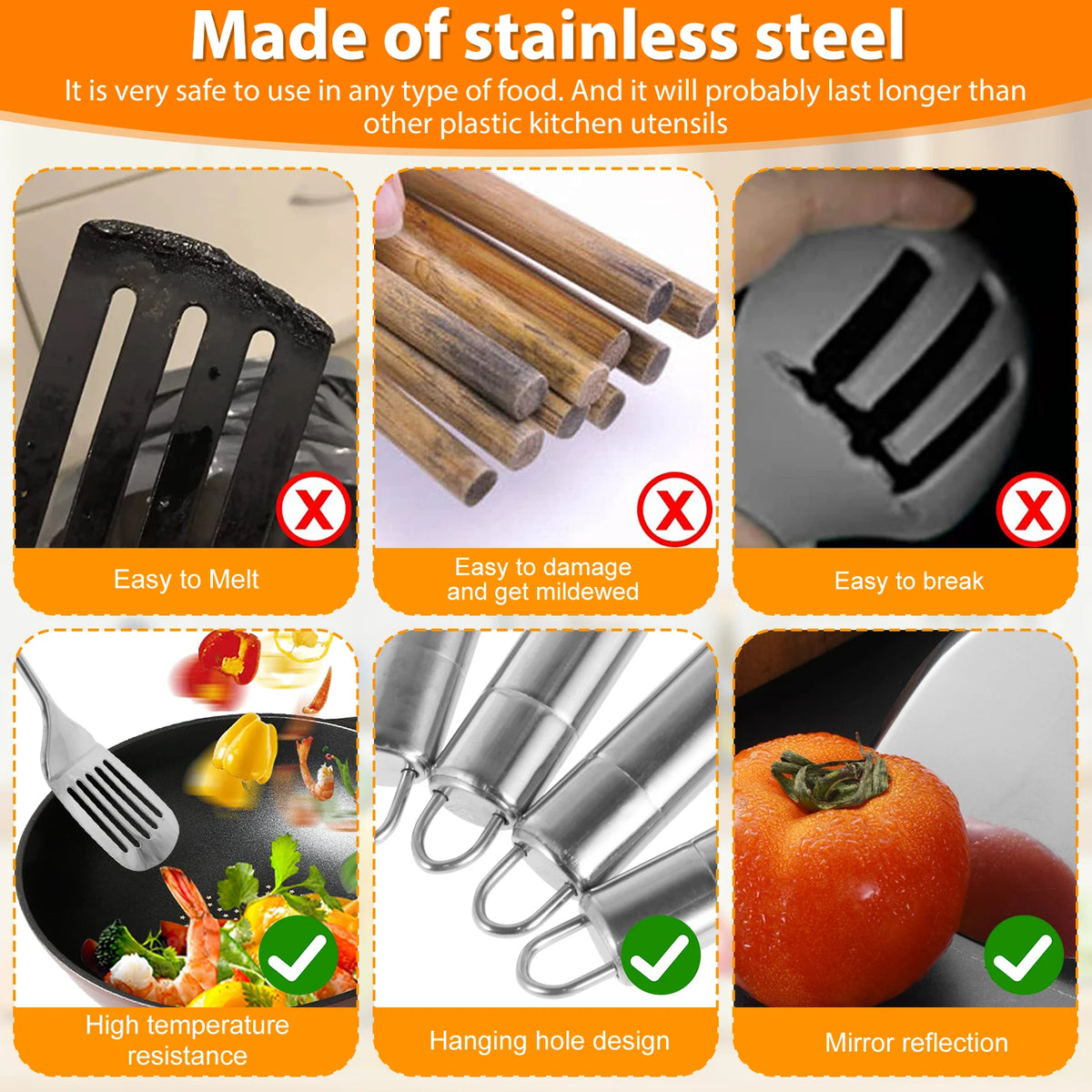 5pcs Cooking Utensils Stainless Steel Shovel Soup Spoon