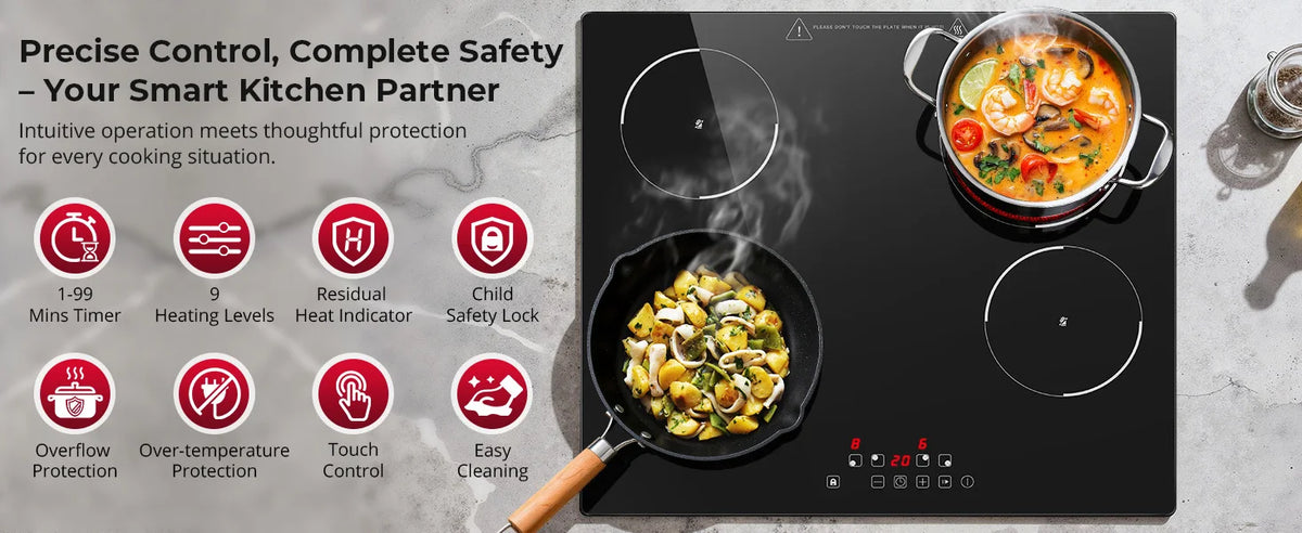 6000w Built-In Ceramic Hob Zone Induction Cooktop Touch