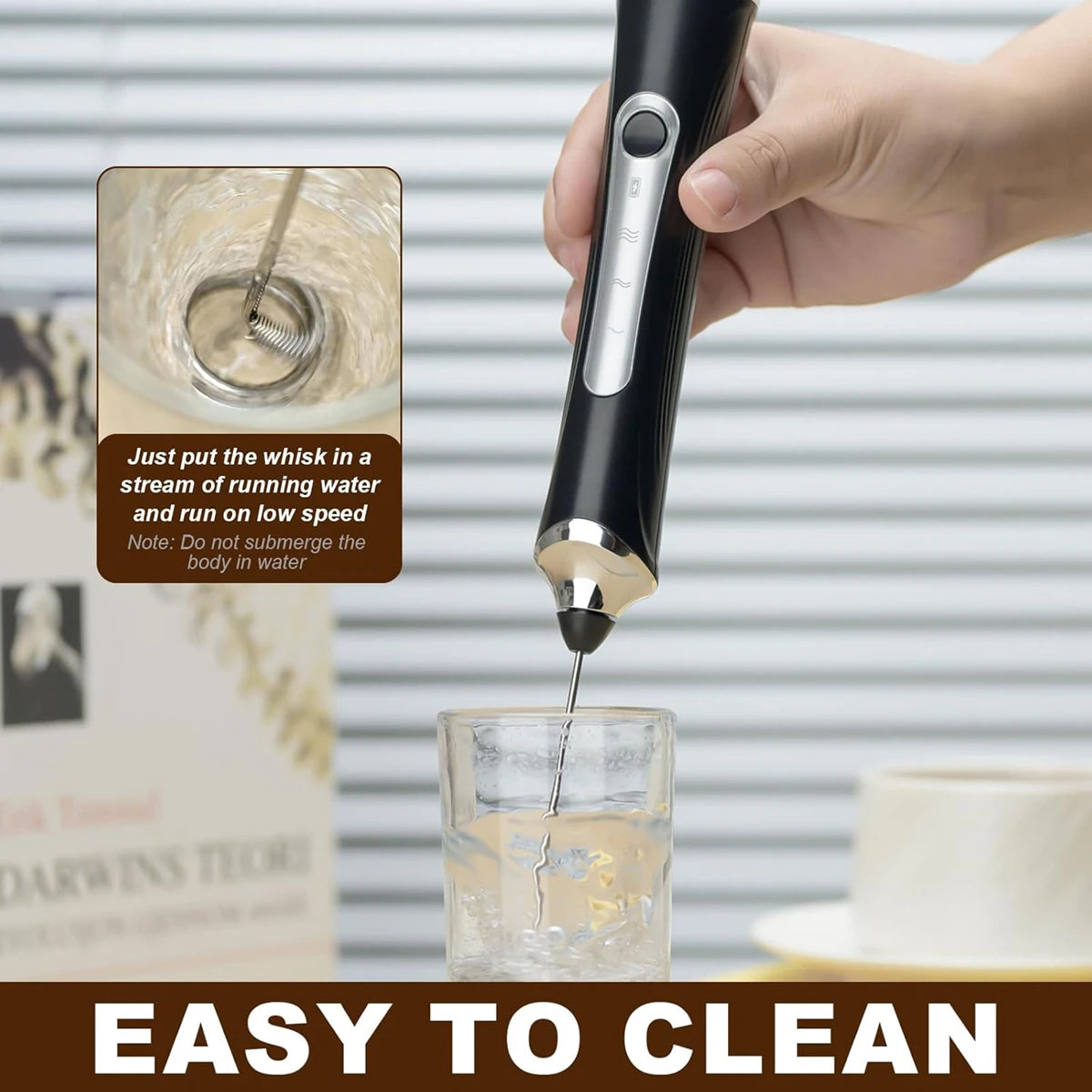 Handheld Milk Coffee Frother Rechargeable Electric Whisk Drink
