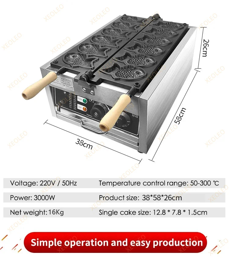 Xeoleo Taiyaki Maker Fish Waffle Machine Fish Cake