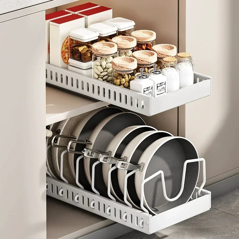 Pots Pans Organizer Under Cabinet Pull-Out Pots Pans