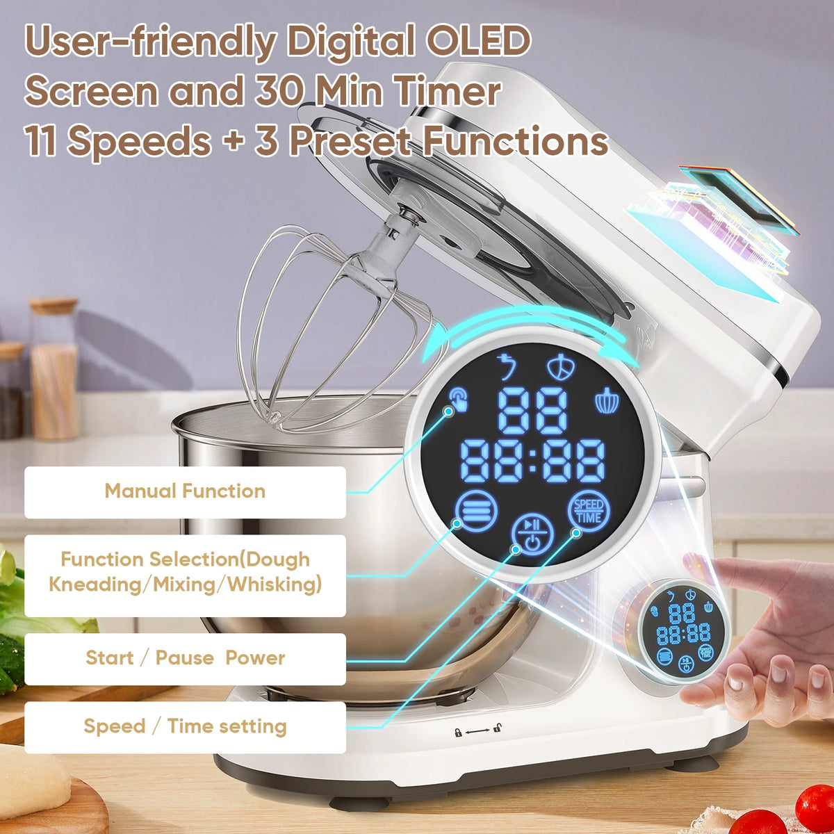 Biolomix 11-Speed Professional Stand Mixer 1200w Dc Motor
