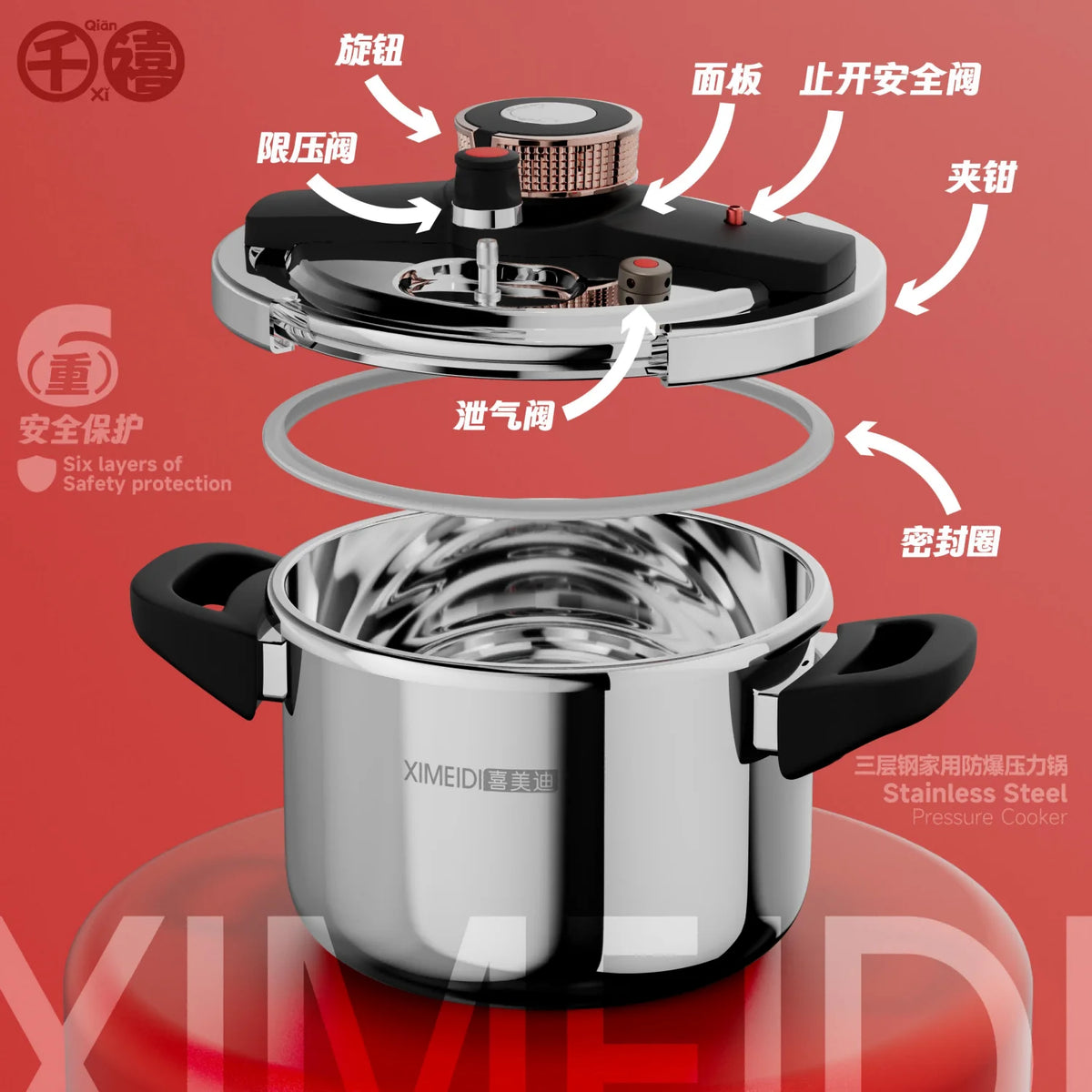 Pressure Canner 304 Stainless Steel Pressure Cooker One-Hand