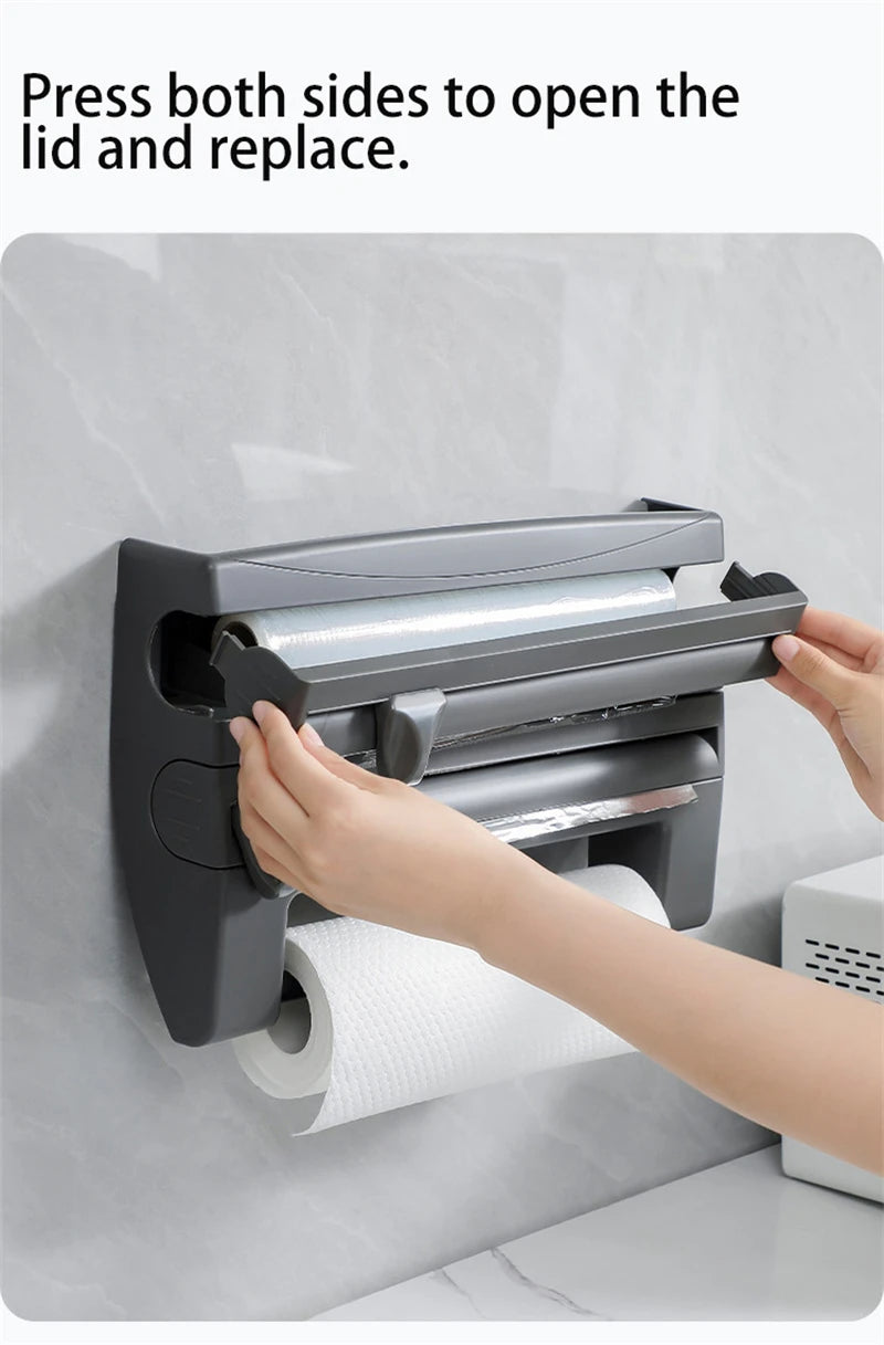 Cling Film Roll Cutting Holder Food Wrap Dispenser
