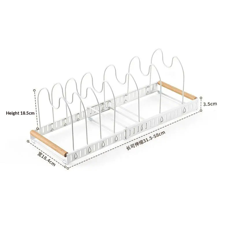 Expandable Pots Pans Organizer Rack Adjustable Rustproof Cookware