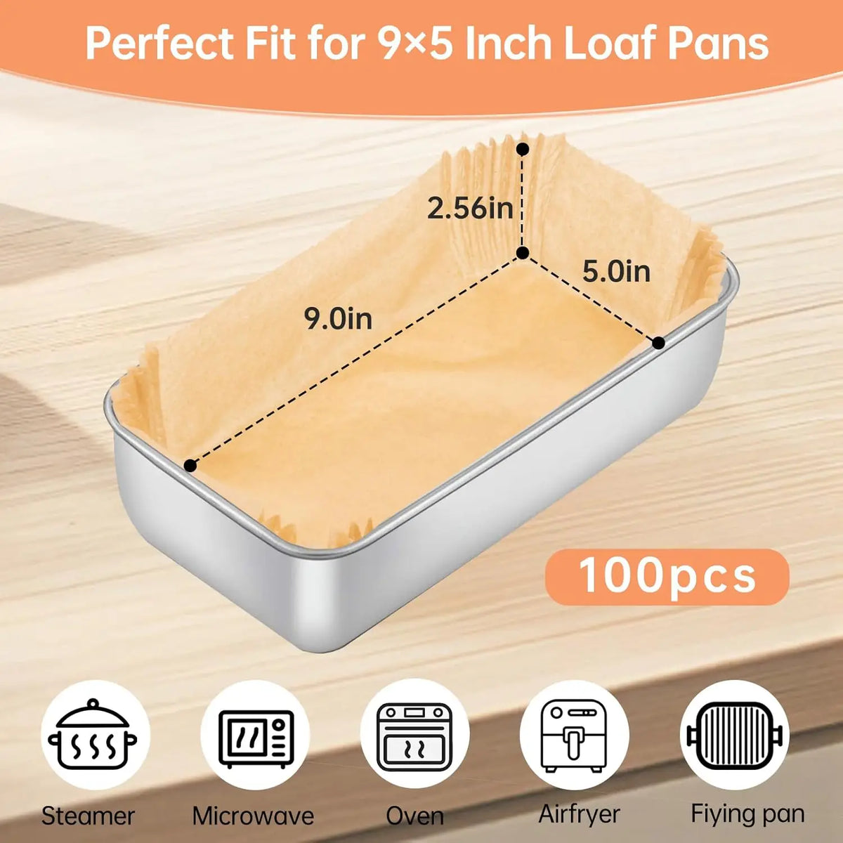 100 Loaf Pan Liners Baking Bread 9x5 Inch