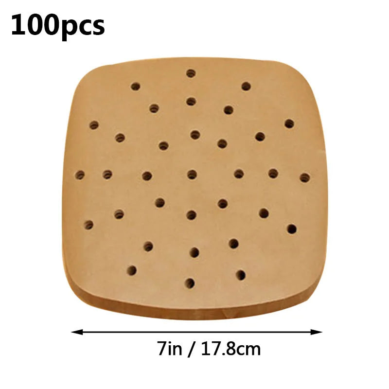 100pcs Air Fryer Liner Non-Stick Steamer Pad Baking