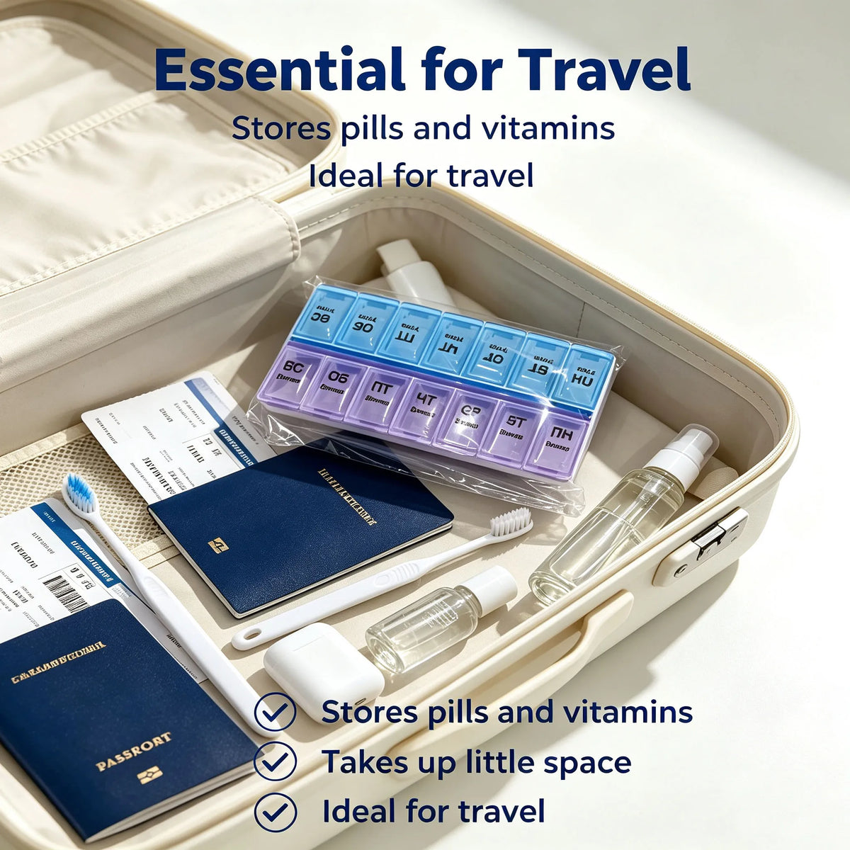 Travel Pill Organizer 7-Day Compartmented Storage Box 14