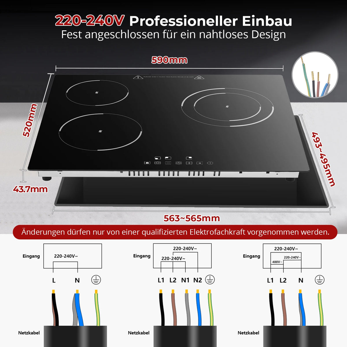 6000w Built-In Ceramic Hob Zone Induction Cooktop Touch