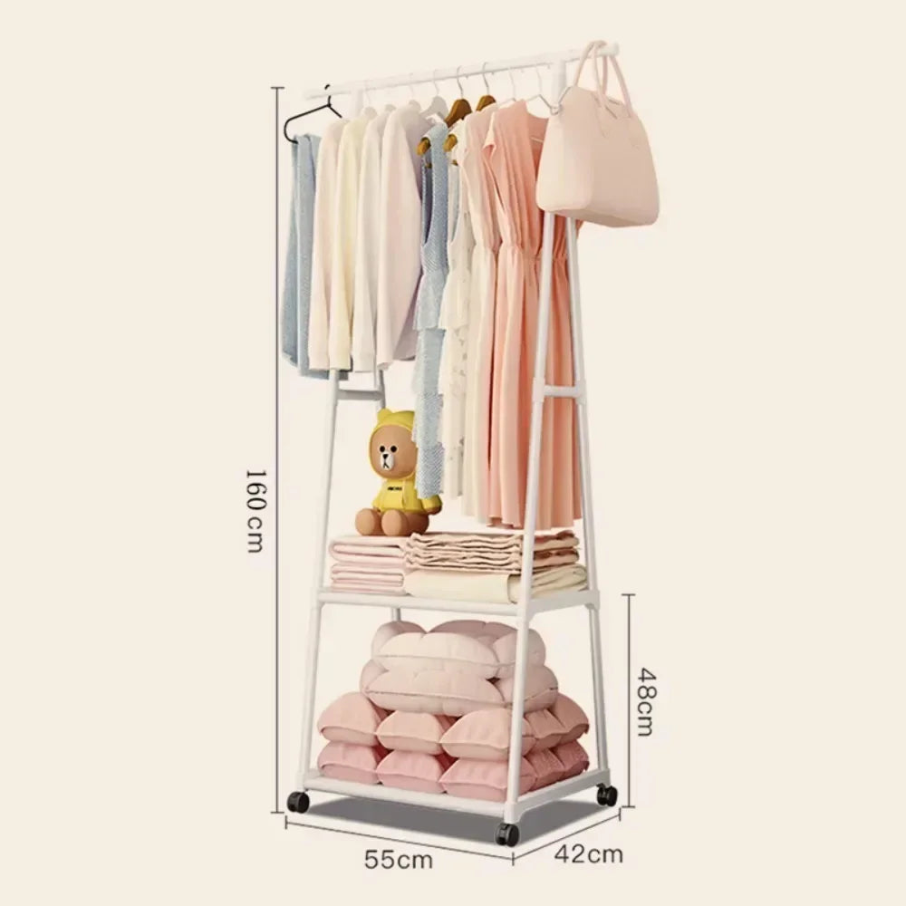 Multi Purpose Storage Dorm Clothing Drying Rack Freestanding