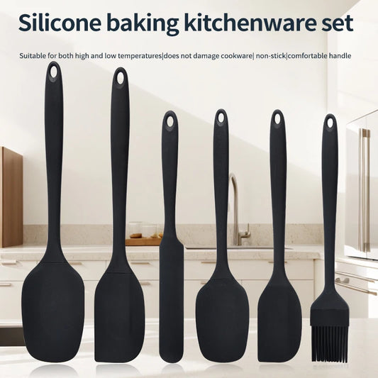 Silicone Kitchenware 6-Piece Cream Scraper Spatula Oil Brush