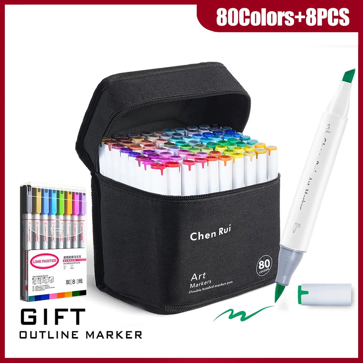 48-180 Colors Dual Tip Brush & Chisel Permanent