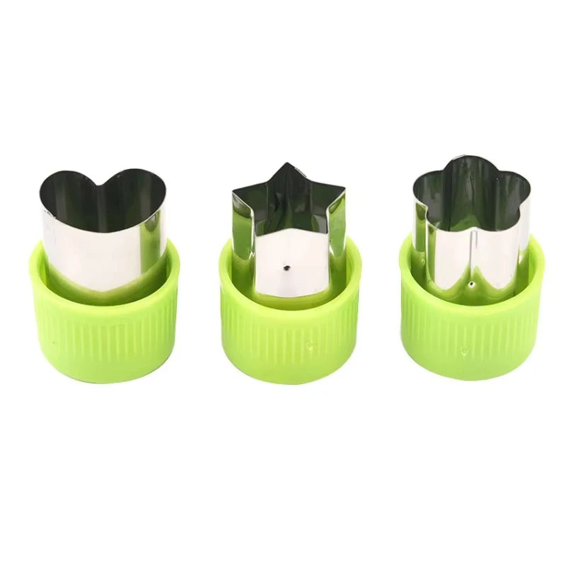 Star Heart Shape Vegetables Cutter Plastic Handle 3pcs